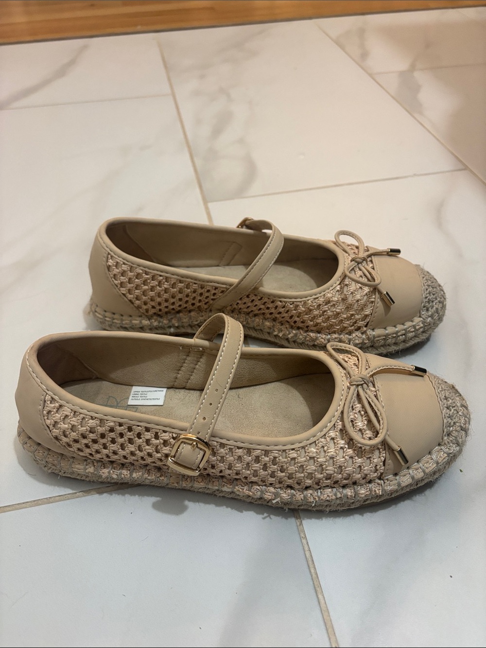 Serra ladies Beige Mary Jane Espadrille Flats